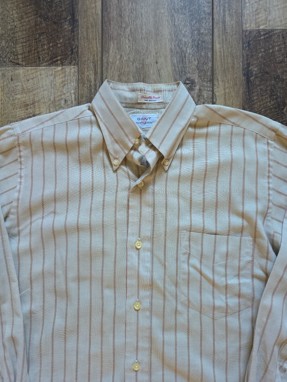 Gant Shirtmakers - Vintage 1960s Union Made The Hugger Striped Oxford Shirt - S